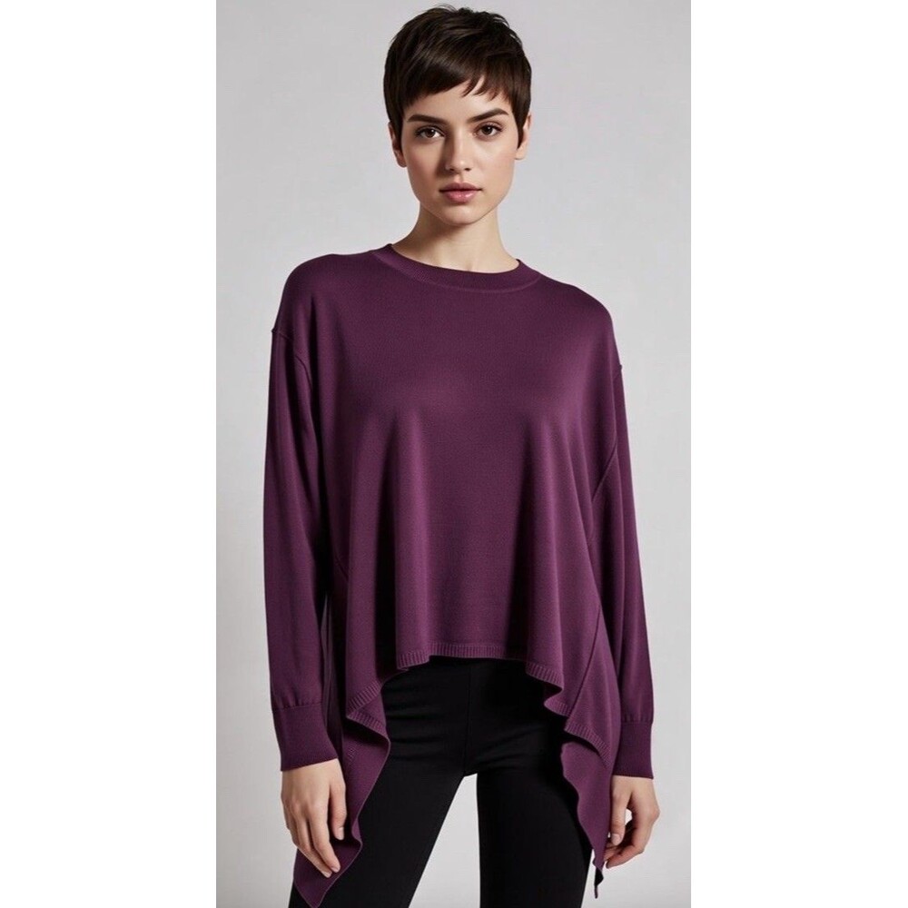 Ruti Shirt Womens XS S French Plum Pink Sharkbite Asymmetric Flowy Chic Grown Up